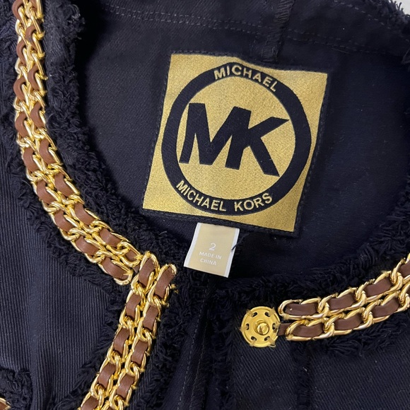 ✨ Michael Kors Gold Chain Embellished Blazer – Size 2 - Picture 4 of 5
